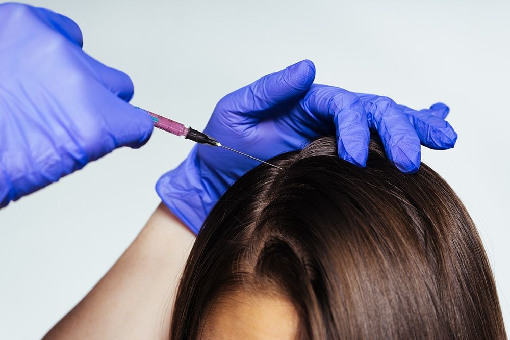 Girl Inject Botox in the hair