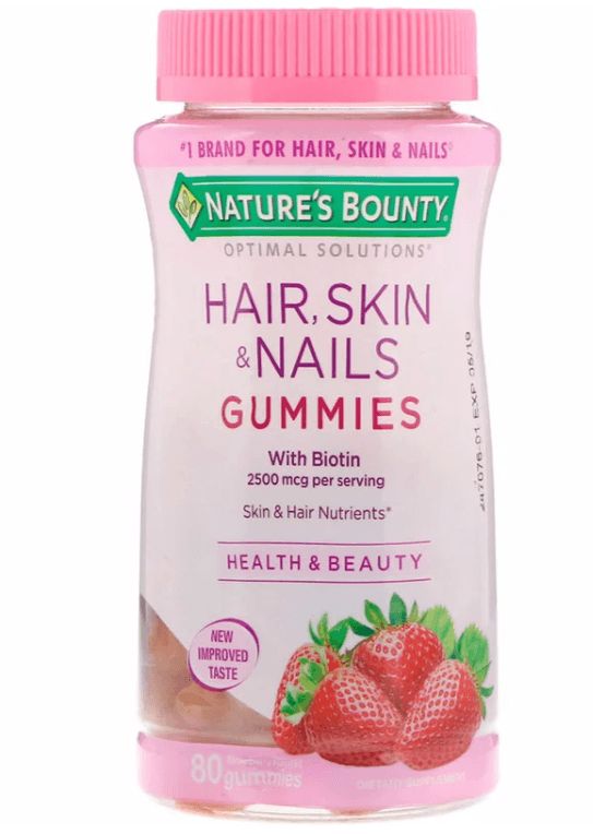 علكة Hair, Skin & Nails بنكهة الفراولة من Nature’s Bounty