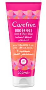 غسول كيرفري للمنطقة الحساسة مزدوج الفعالية Carefree Lotion With Vitamin E And Cotton Extract Double Action 