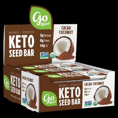 لوح الكيتو بالكاكاو وجوز الهند Cacao Coconut Keto Sprouted Seed Bar من جو راو Go Raw