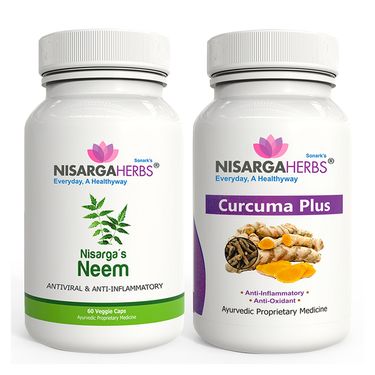باقة مُكملات النيم والكركم Neem & Curcuma Plus من نيسارجا هيربس Nisarga Herbs