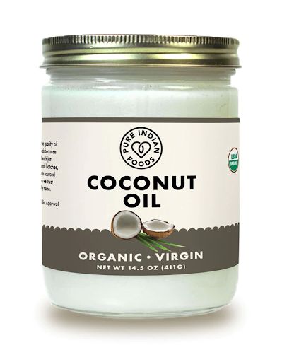 زيت جوز الهند البكر المعتمد كمنتج عضوي من بيور إنديان فودز Coconut Oil Virgin & Certified Organic Pure Indian Foods